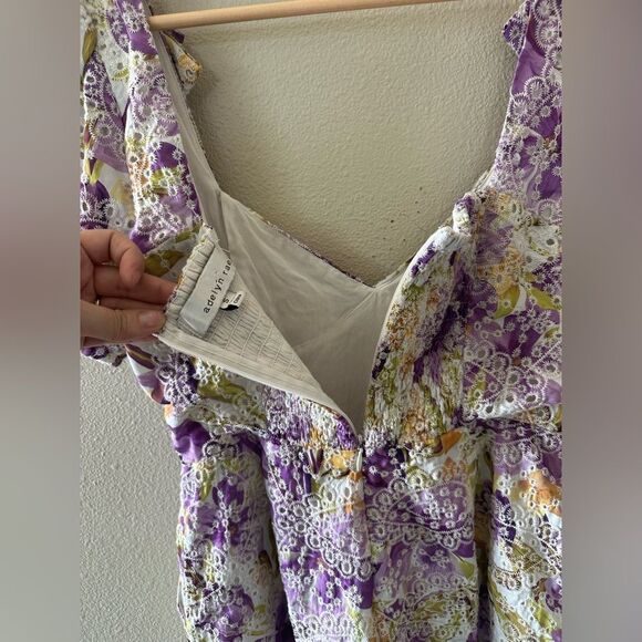 Adelyn Rae Anthropologie Gina Floral Print Embroidered Eyelet Romper Size S - Picture 14 of 14